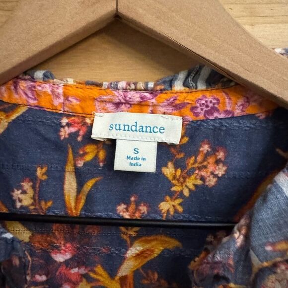 Sundance Size Small Dark Romantic Floral Ruffle Peasant V Neck Blouse - Picture 13 of 14